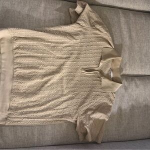 Zara Beige Textured Short Sleeve Button-Down Shirt